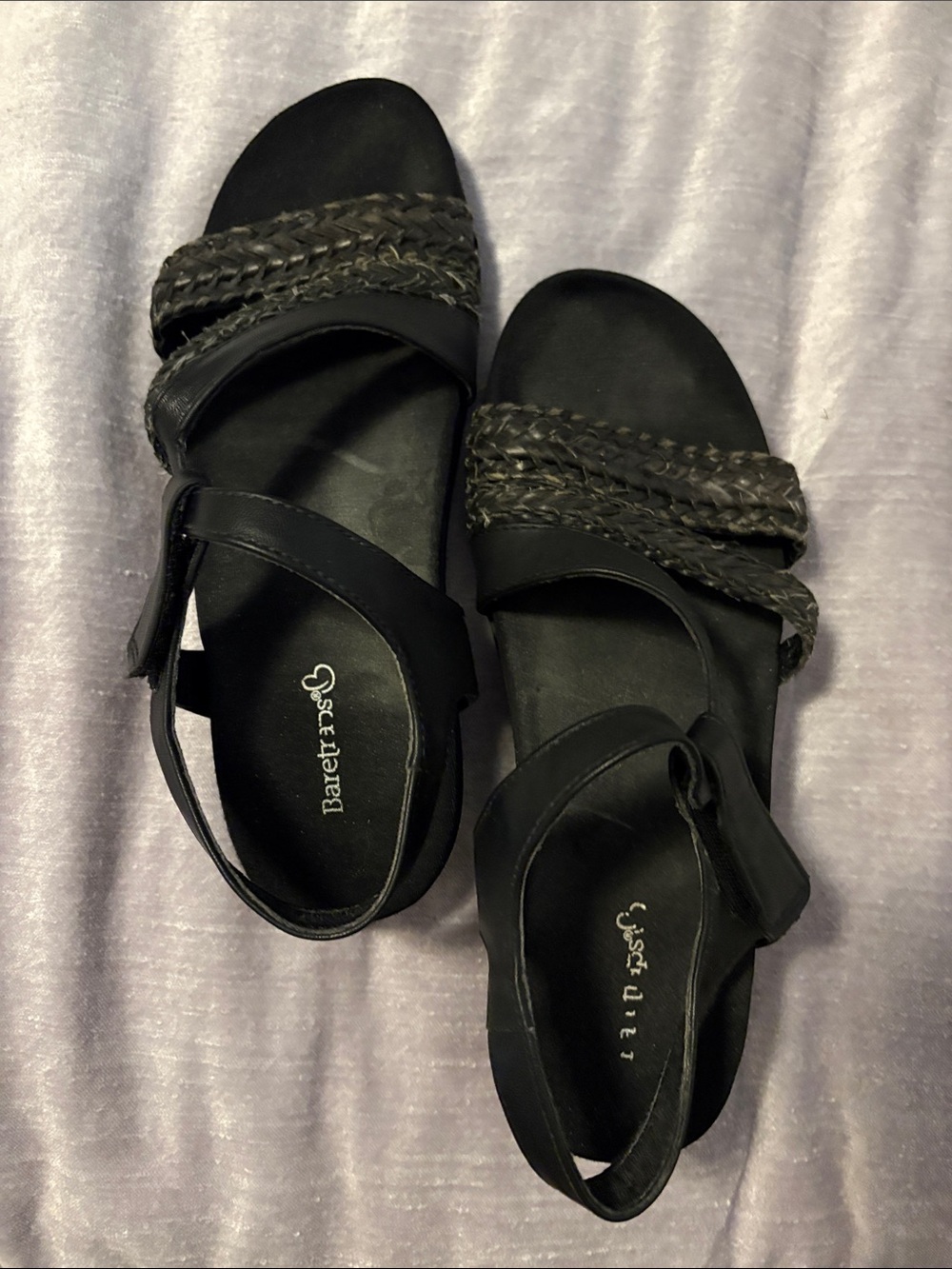 BareTraps Black Braided-Strap Women's Sandals